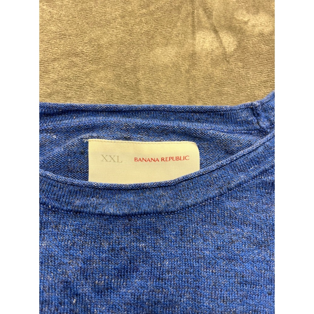 Banana Republic Mens XXL Blue Marl Knit Raglan Long Sleeve Crew Neck Sweater - Picture 4 of 5